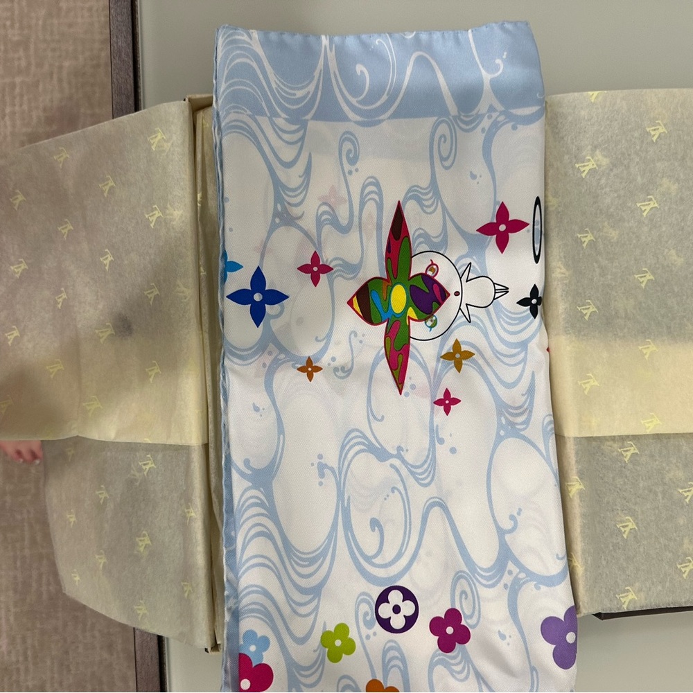 Louis Vuitton x Takashi Murakami 'Panda Wave' Silk Scarf